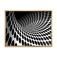 Waves and Circles Black White  Art Canvas Print