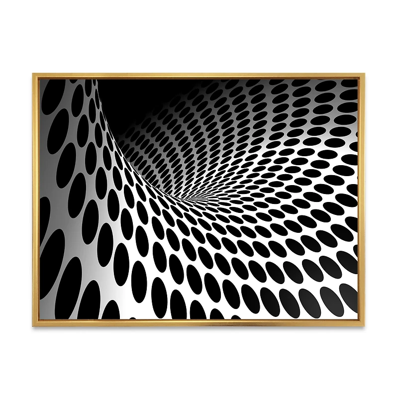 Waves and Circles Black White  Art Canvas Print