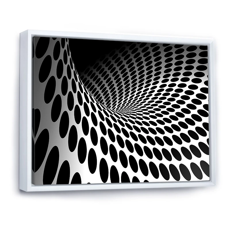 Waves and Circles Black White  Art Canvas Print