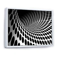 Waves and Circles Black White  Art Canvas Print