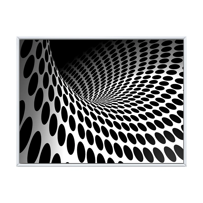 Waves and Circles Black White  Art Canvas Print