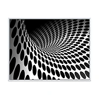 Waves and Circles Black White  Art Canvas Print