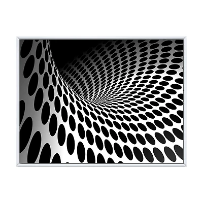 Waves and Circles Black White Art Canvas Print