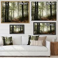 Toile imprimée « Light Dense Fall Forest with Fog »