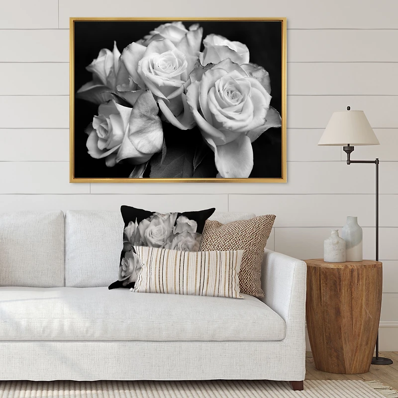 Toile imprimée « Bunch of Roses Black and White