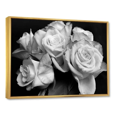Bunch of Roses Black and White Canvas Art Print