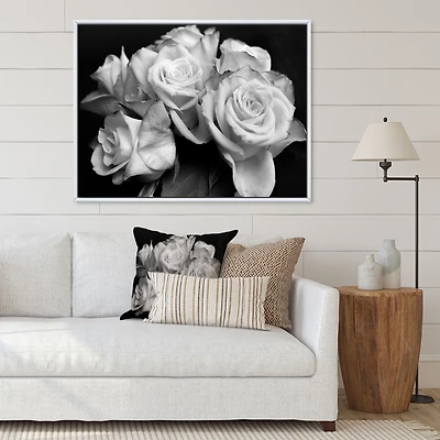 Bunch of Roses Black and White Canvas Art Print