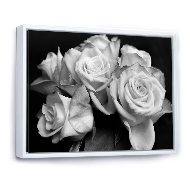 Bunch of Roses Black and White Canvas Art Print
