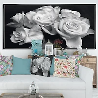 Bunch of Roses Black and White Canvas Art Print