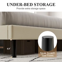 Cadre de lit grand rembourré Foothill beige avec ports USB et lumières LED