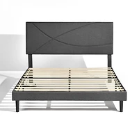 Cadre de lit grand rembourré Foothill gris avec ports USB et lumières LED
