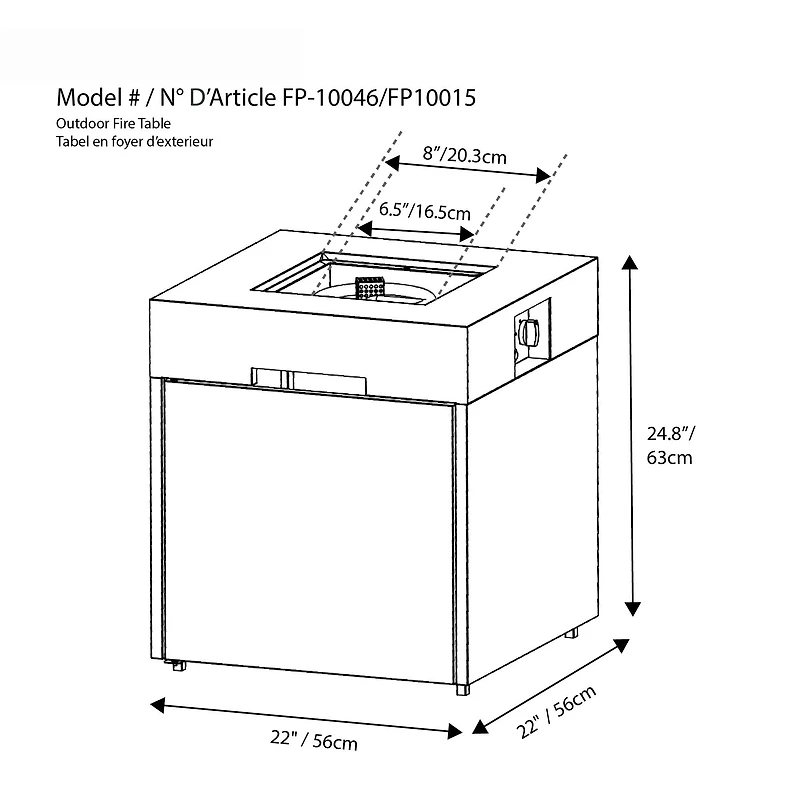Paramount Pebble Table de foyer au propane en aluminium