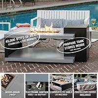 Paramount Dray Rectangular Aluminum Convertible Fire Table