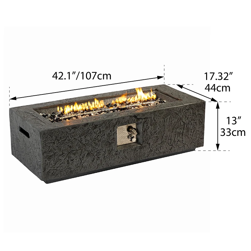 Paramount Rocco Rectangular Fire Pit Table