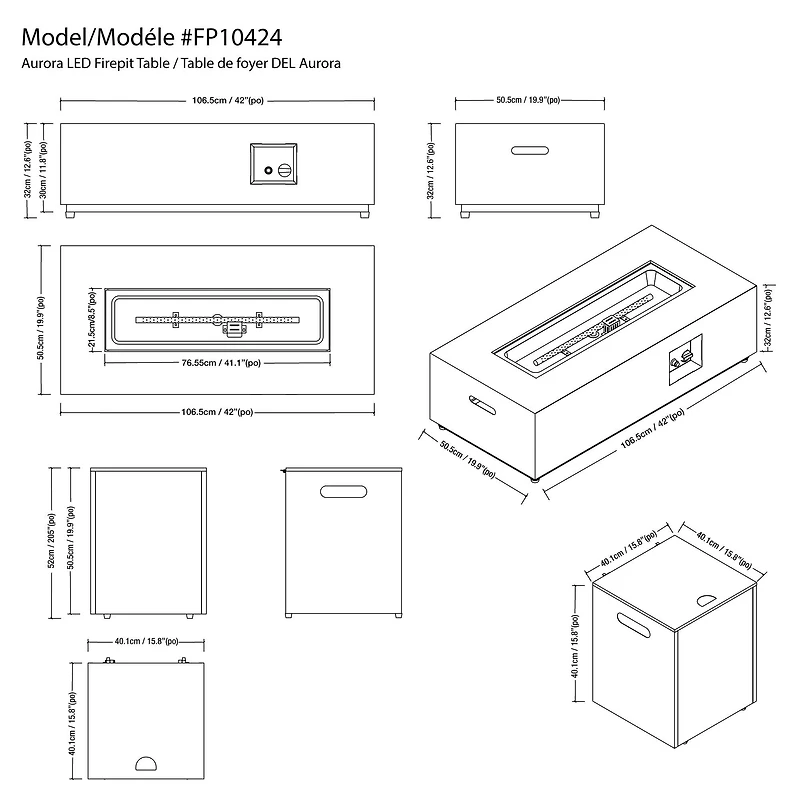 Paramount Aurora LED Firepit Table