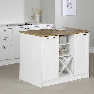 Trinity Grand îlot de cuisine - Blanc et Érable muscade