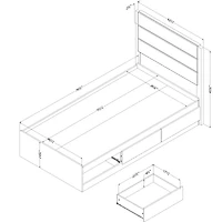 South Shore Furniture Arlen Twin Bed with 3 Drawers and Headboard Set - White Pine