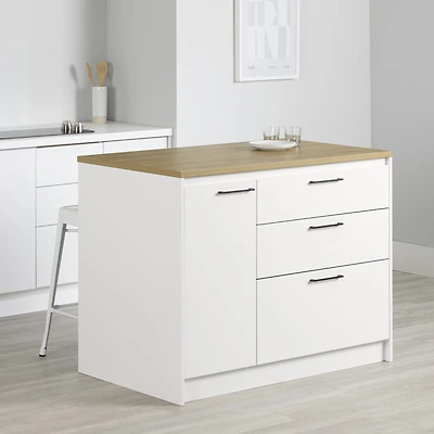 Mylos Îlot de cuisine - Blanc et Érable muscade