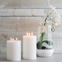 Pilier Bougie DEL One Touche, 3 mèches - Blanc