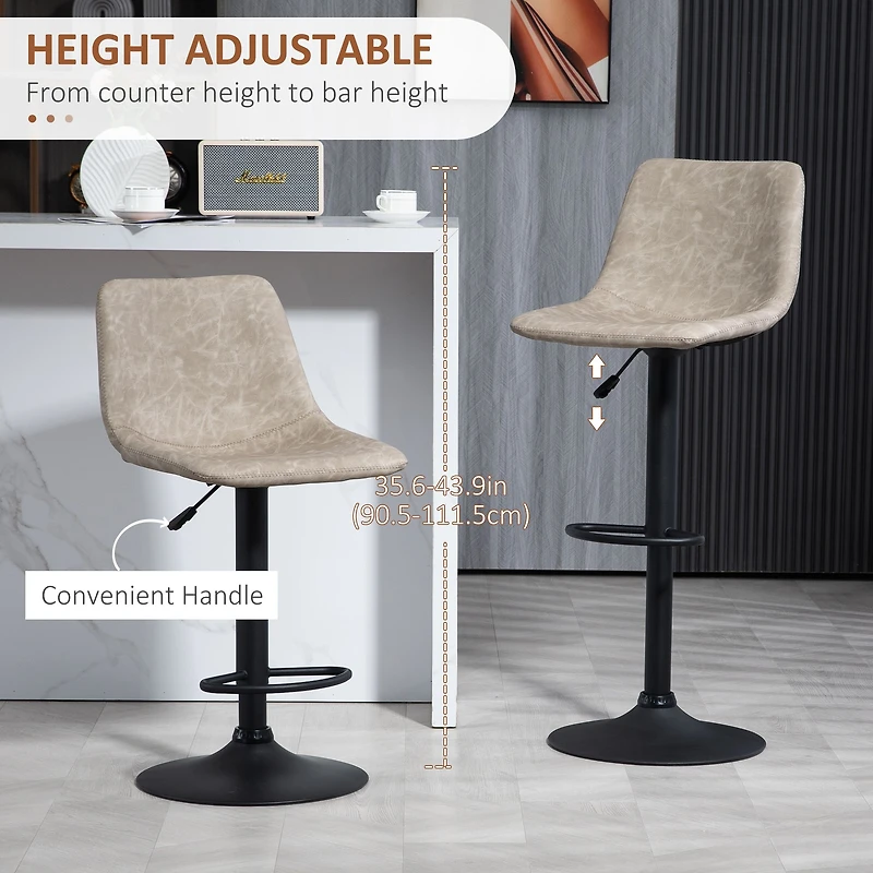 Set of 2 Adjustable Counter Height Bar Stools