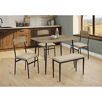 5-Piece Dining Set - Rustic Oak and Black Metal
