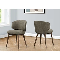 Dining Chair, Set of 2 - Brown Walnut with Brown Fabric, 32"