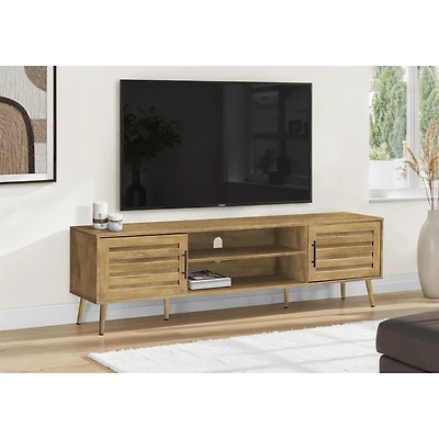 TV Stand - Walnut Wood-Look with 2 Doors, 72"