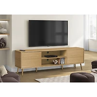 Meuble TV - Naturel avec portes effet Bois, 72 po
