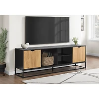 TV Stand - Black Metal with 2 Doors, 72"