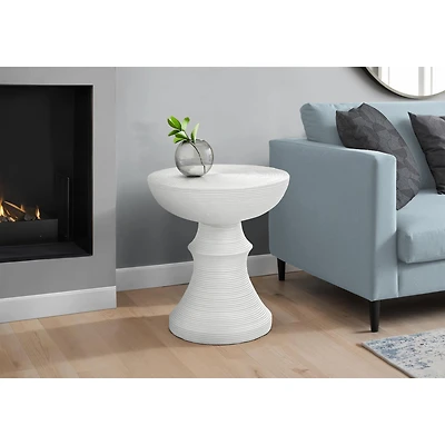 White Pedestal Indoor/Outdoor Accent Table