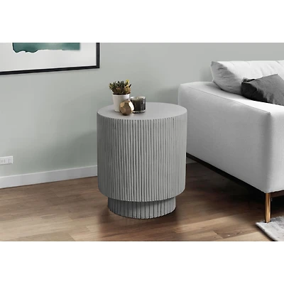 Grey Round Pedestal Indoor/Outdoor Accent Table