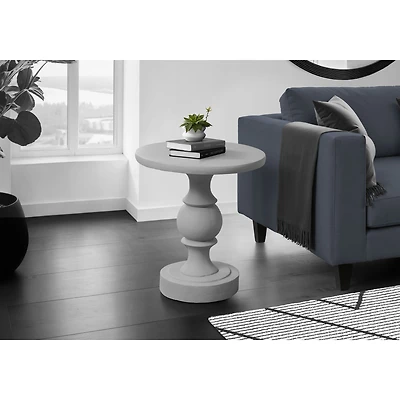 Round Grey Pedestal Indoor/Outdoor Accent Table