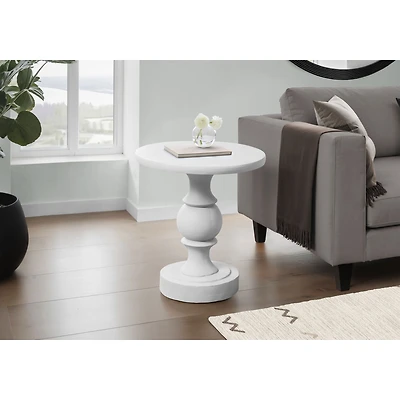 Round White Pedestal Indoor/Outdoor Accent Table