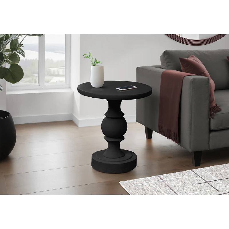 Round Black Pedestal Indoor/Outdoor Accent Table