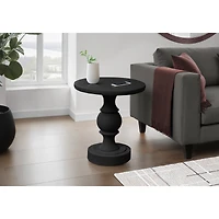 Round Black Pedestal Indoor/Outdoor Accent Table