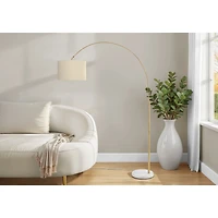 Lampadaire arc - Métal laiton avec abat-jour Beige, 79 po