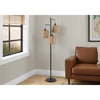 Floor Lamp - Black Metal with Rope Shade, 73"