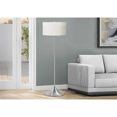 Lampadaire - Métal argent avec abat-jour Blanc, 61 po