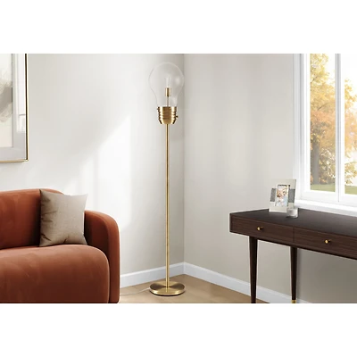 Floor Lamp - Antique Brass Metal, 71"