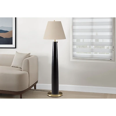 Lampadaire - Métal noir avec abat-jour Beige, 62 po