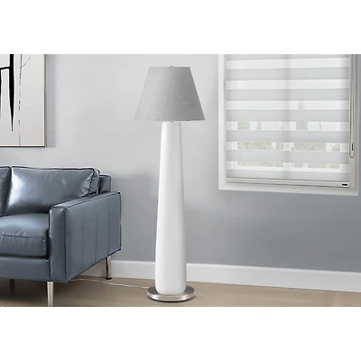 Floor Lamp - White Resin with Grey Shade, 61"