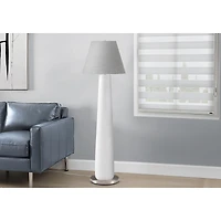 Floor Lamp - White Resin with Grey Shade, 61"