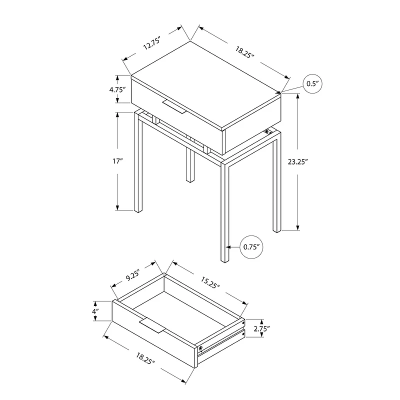 Table d'appoint rectangulaire