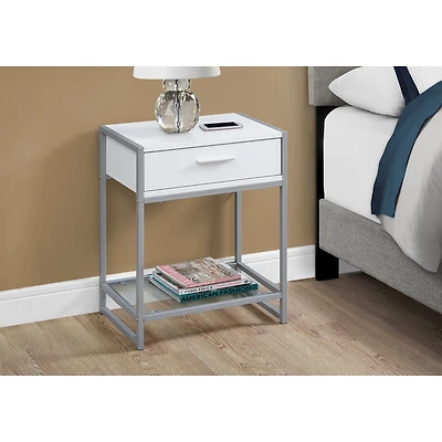 Compact Accent Table with Tempered Glass Shelf