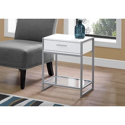 Compact Accent Table with Tempered Glass Shelf