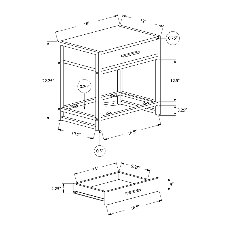 Compact Accent Table with Tempered Glass Shelf
