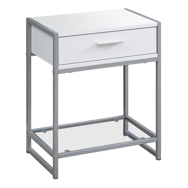 Compact Accent Table with Tempered Glass Shelf