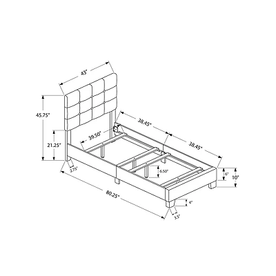 Low Platform Linen Bed Frame - Twin