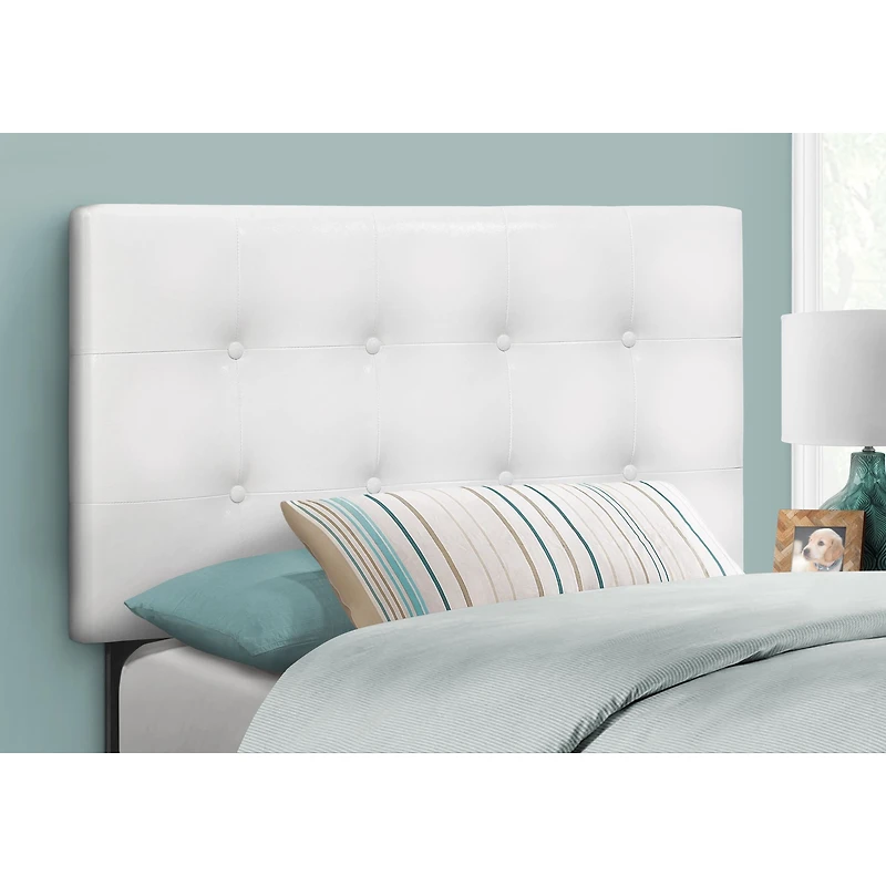 Upholstered Headboard Panel with Leather-look Fabric - Twin