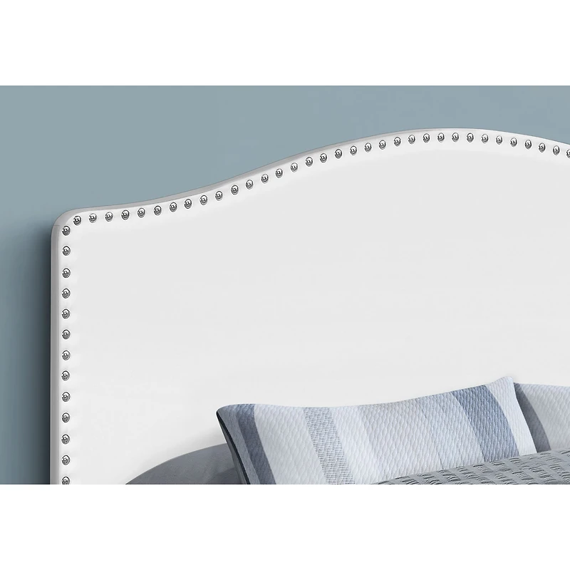 Upholstered Headboard with Antique brass-finish Nailheads - Queen